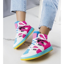 Baskets montantes roses Marjorie blanc 1