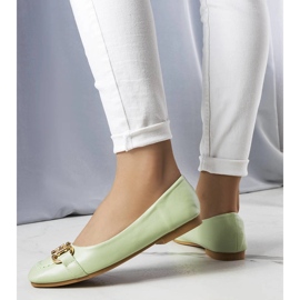 Ballerines vertes à décor Iris or 1