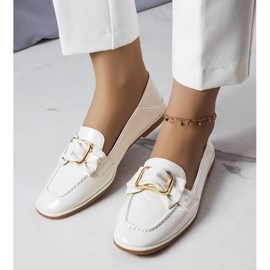 Mocassins en cuir verni blanc Erica blanche 1