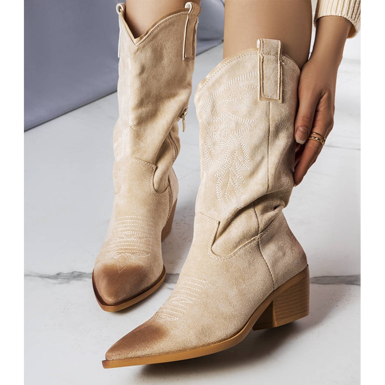 PA1 Santiags en suédine beige Routhier 1