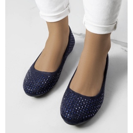 Ballerines bleu marine à talon compensé recouvert de Julie 2
