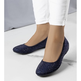 Ballerines bleu marine à talon compensé recouvert de Julie 1