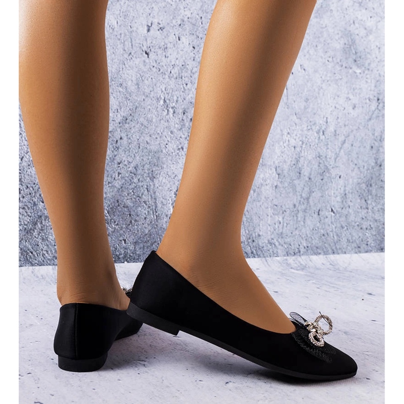 Ballerines noires à nœud et strass LaGarde 1