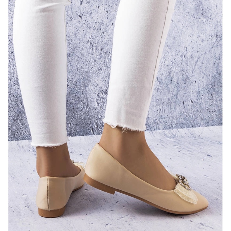 Ballerines beiges à nœud et strass LaGarde 1