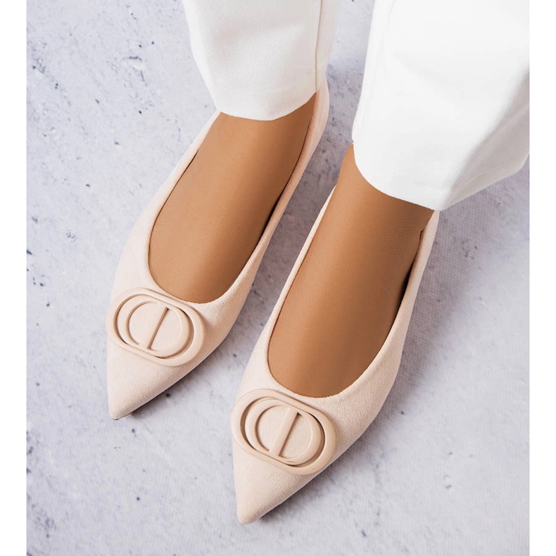 Ballerines beiges en éco-suédine de Grignon 1 Ballerines beiges en éco-suédine de Grignon 1