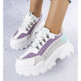 Baskets chunky grises pour femme blanche 1