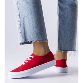 Baskets Fantina en tissu rouge 1