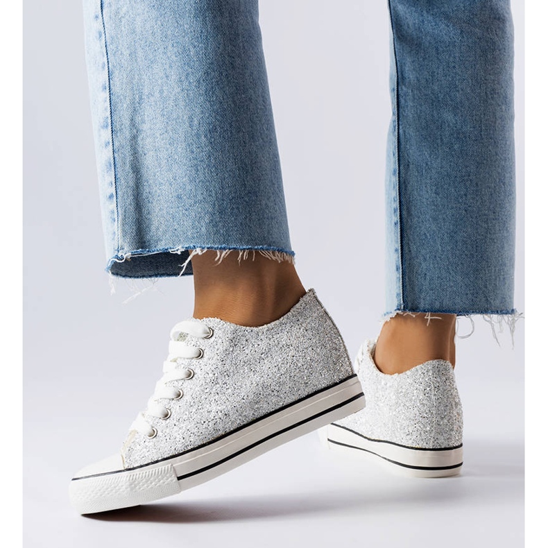 Baskets compensées argentées Garceau 1