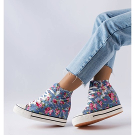 BM Baskets compensées à fleurs bleues Fouquet 2