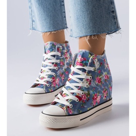 BM Baskets compensées à fleurs bleues Fouquet 1