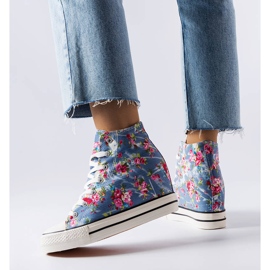 BM Baskets compensées à fleurs bleues Fouquet 3