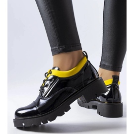 Chaussures en cuir verni noir et jaune Amandier le noir 1