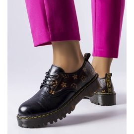 Bottines Eugenia noires avec empiècements marron 1