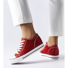 Baskets compensées en brocart rouge de Crète 1