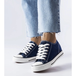 Baskets compensées en brocart bleu marine de Crète 1
