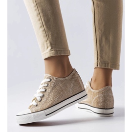 Baskets compensées à paillettes dorées Crete 1