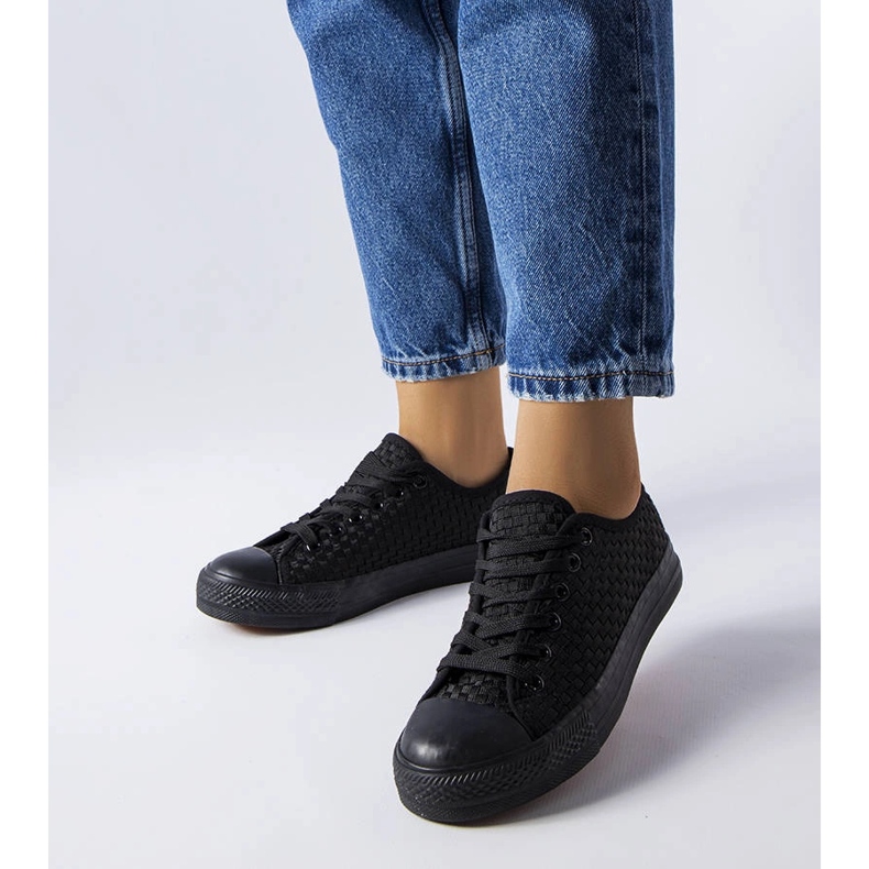 Baskets noires en tissu tissé de Thibodeau le noir 1 Baskets noires en tissu tissé de Thibodeau le noir 1