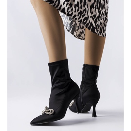 Bottes noires ornées d'un nœud Mars en zircon le noir 2