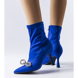 Bottines mars bleu nœud zircon 2
