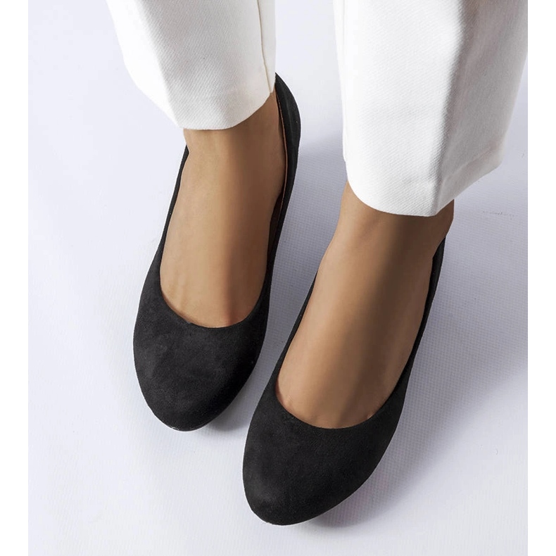 Ballerines noires à semelle compensée basse Pensee 1