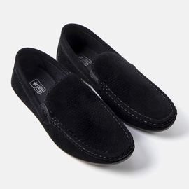 News Mocassins noirs pour homme avec perforation Laberge le noir 1