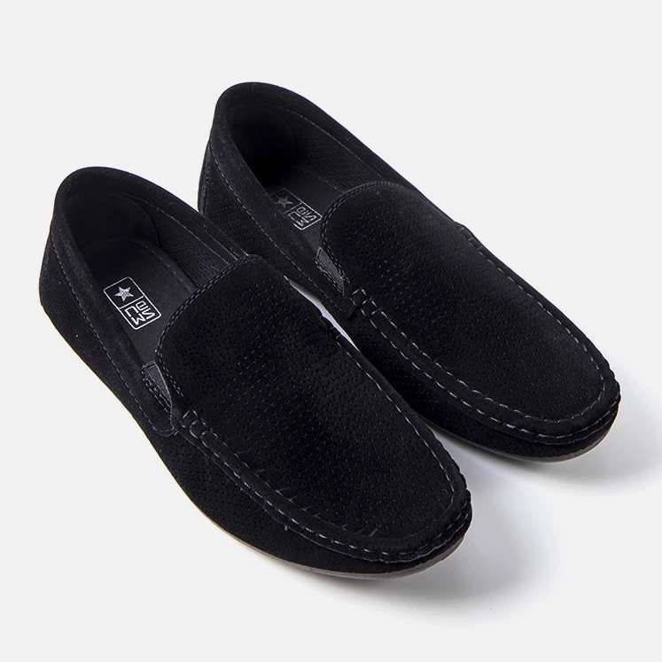News Mocassins noirs pour homme avec perforation Laberge le noir 1