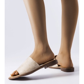 Claquettes métallisées dorées Mainville beige 1