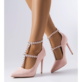 Talons hauts roses ornés d'une ceinture Prunella 1