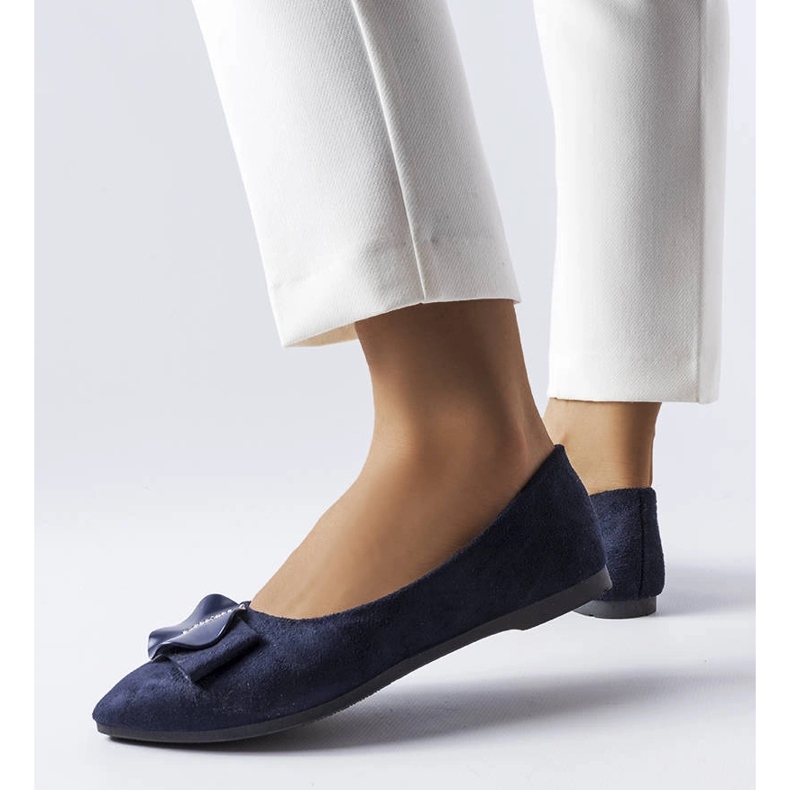 Ballerines bleu marine ornées de strass Rémy 1