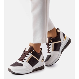 Baskets compensées marron et blanches Desche 2