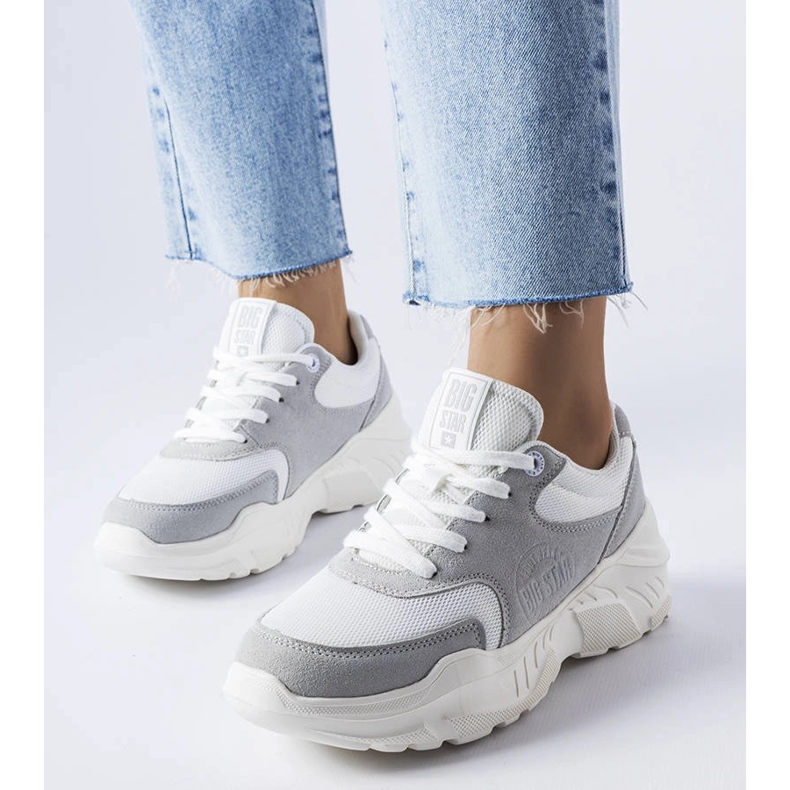 Baskets blanches et grises de Big Star JJ274A112 1