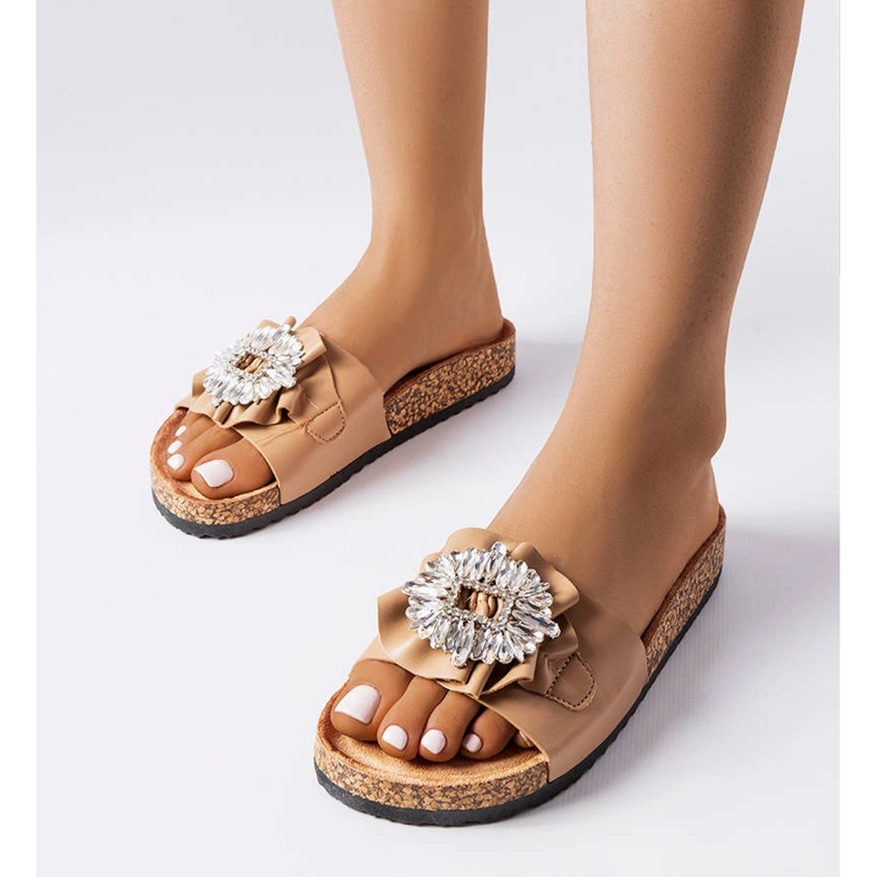 Mules marron à semelles en liège de chez Roy brun 1