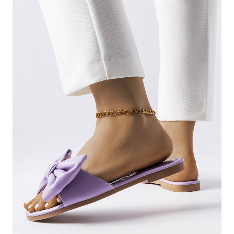 Babouches élégantes violettes à nœud Garnier 1