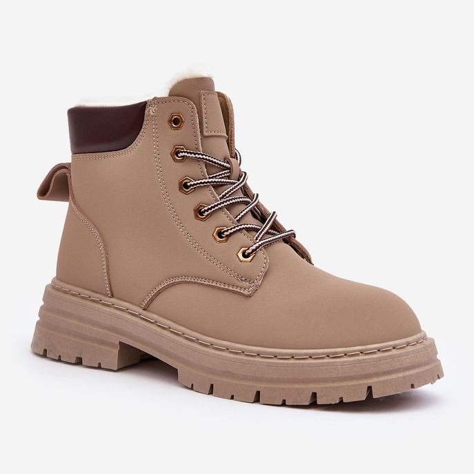 Trappeurs isolés en fourrure pour femmes, Fenan beige foncé 1