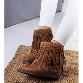 Bottines compensées marron à pompons de Rivière brun 1