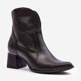 Lewski Shoes Bottes Cowboy En Cuir Pour Femme À Talon Haut Noir Lewski 3166/B/2 1