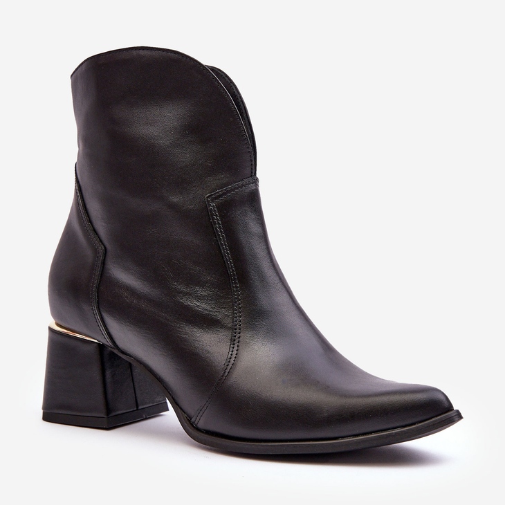 Lewski Shoes Bottes Cowboy En Cuir Pour Femme À Talon Haut Noir Lewski 3166/B/2 1