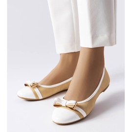 Ballerines blanches et beiges à nœud Dufour 2