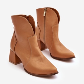 Lewski Shoes Bottes Cowboy En Cuir Pour Femme À Talon Haut Camel Lewski 3166/B/2 brun 2