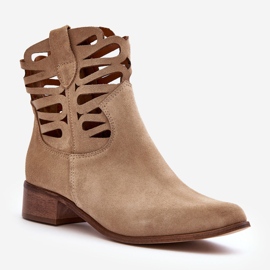Lewski Shoes Bottines Cuir Ajourées Femme Beige Lewski 3329 1