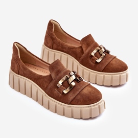 Lewski Shoes Chaussures Femme En Daim Sur Plateforme Avec Décoration, Marron Lewski 3398 brun 2