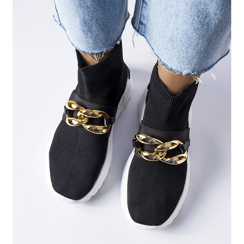 BM Baskets Baptiste noires avec chaîne le noir 1