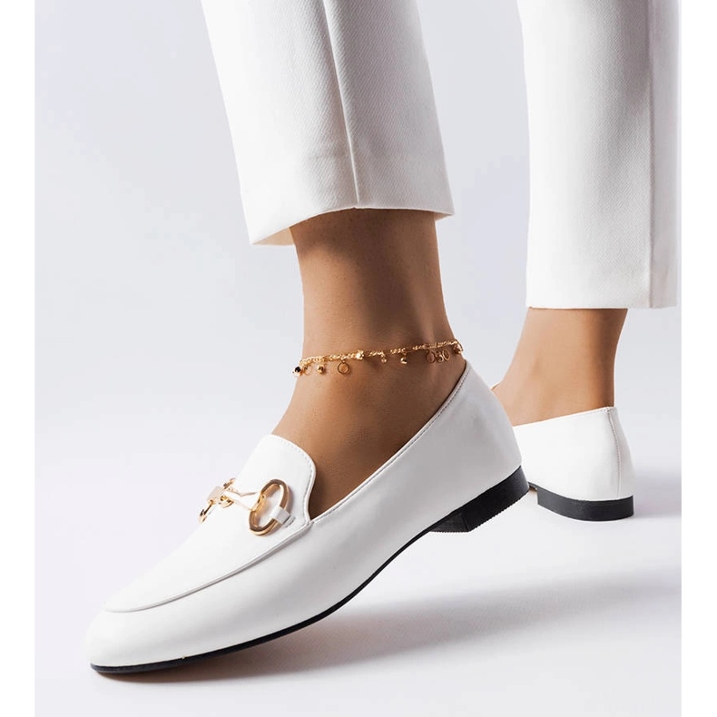 Mocassins blancs à boucle Philip blanche 1