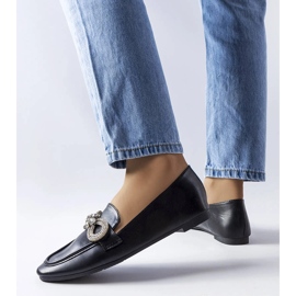 Mocassins noirs avec zircons cubiques de Quirion le noir 1