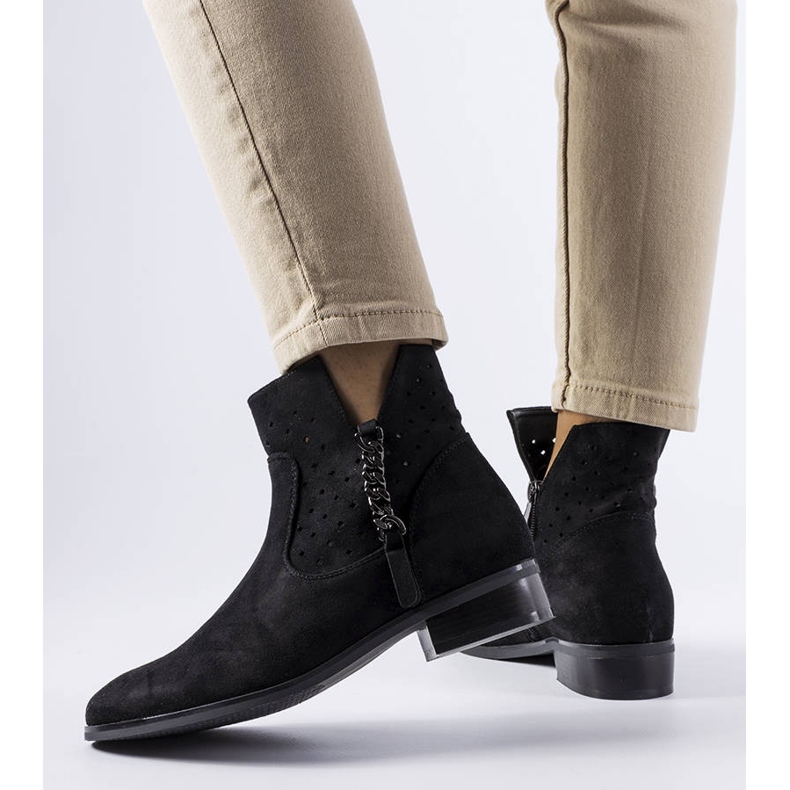 Bottines noires à empiècements ajourés Vinceza le noir 1