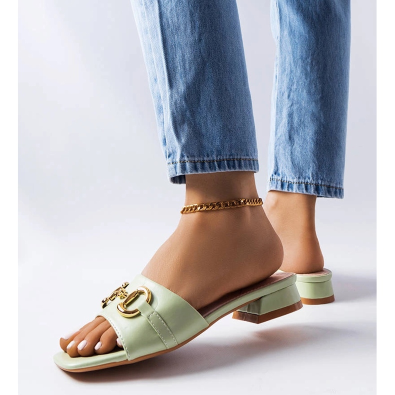 Sandales à talons vert chaîne Chabot 1