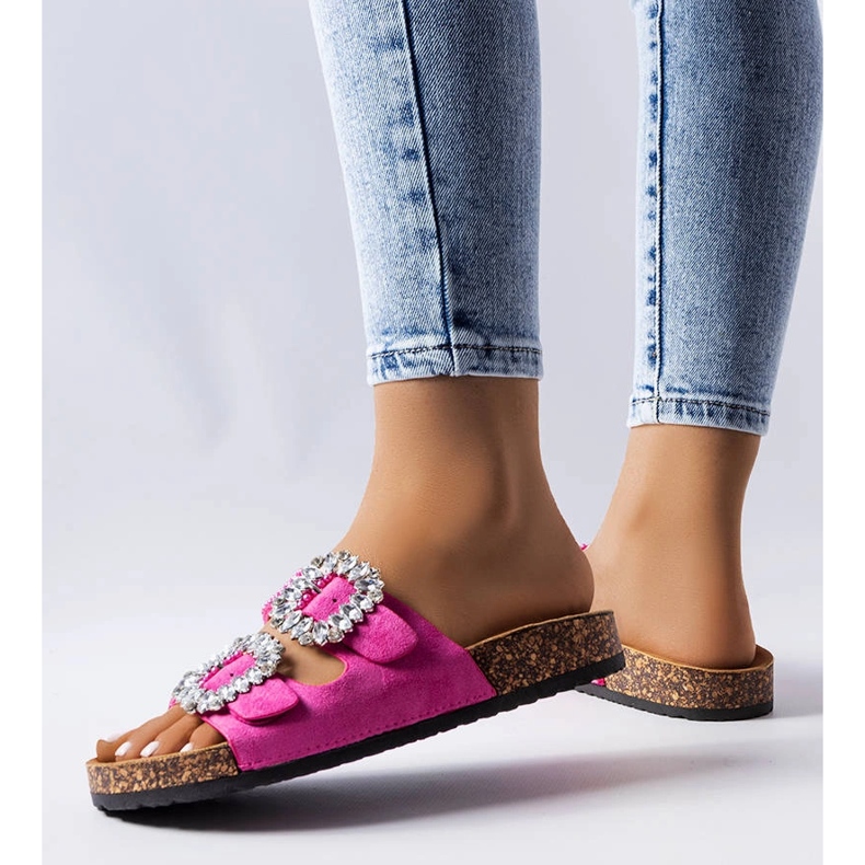 Claquettes roses ornées de strass Racine 1 Claquettes roses ornées de strass Racine 1