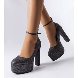 Escarpins à talon en brocard noir Bellamy le noir 1