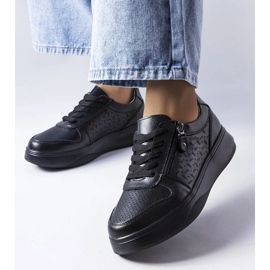 Chaussures en cuir noir ornées d'un zip Jezzi le noir 1