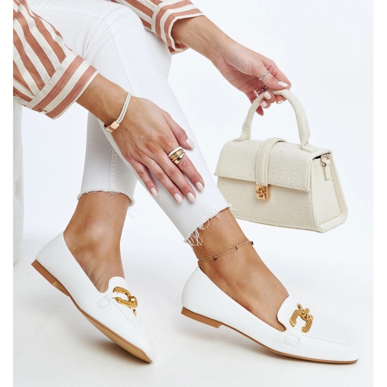 Mocassins à boucle blanc Rousseau blanche 1